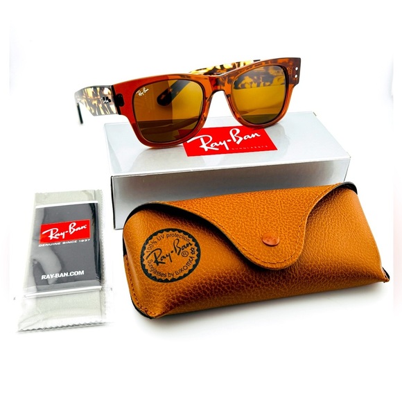 Ray-Ban Sunglasses Mega Wayfarer RB0840-S Polished Transparent Frame Brown Lens - Picture 16 of 16